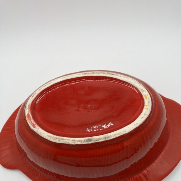 Vintage California USA Pottery Oval Red Glazed Casserole Serving Dish 2936 w/Lid - Picture 11 of 12
